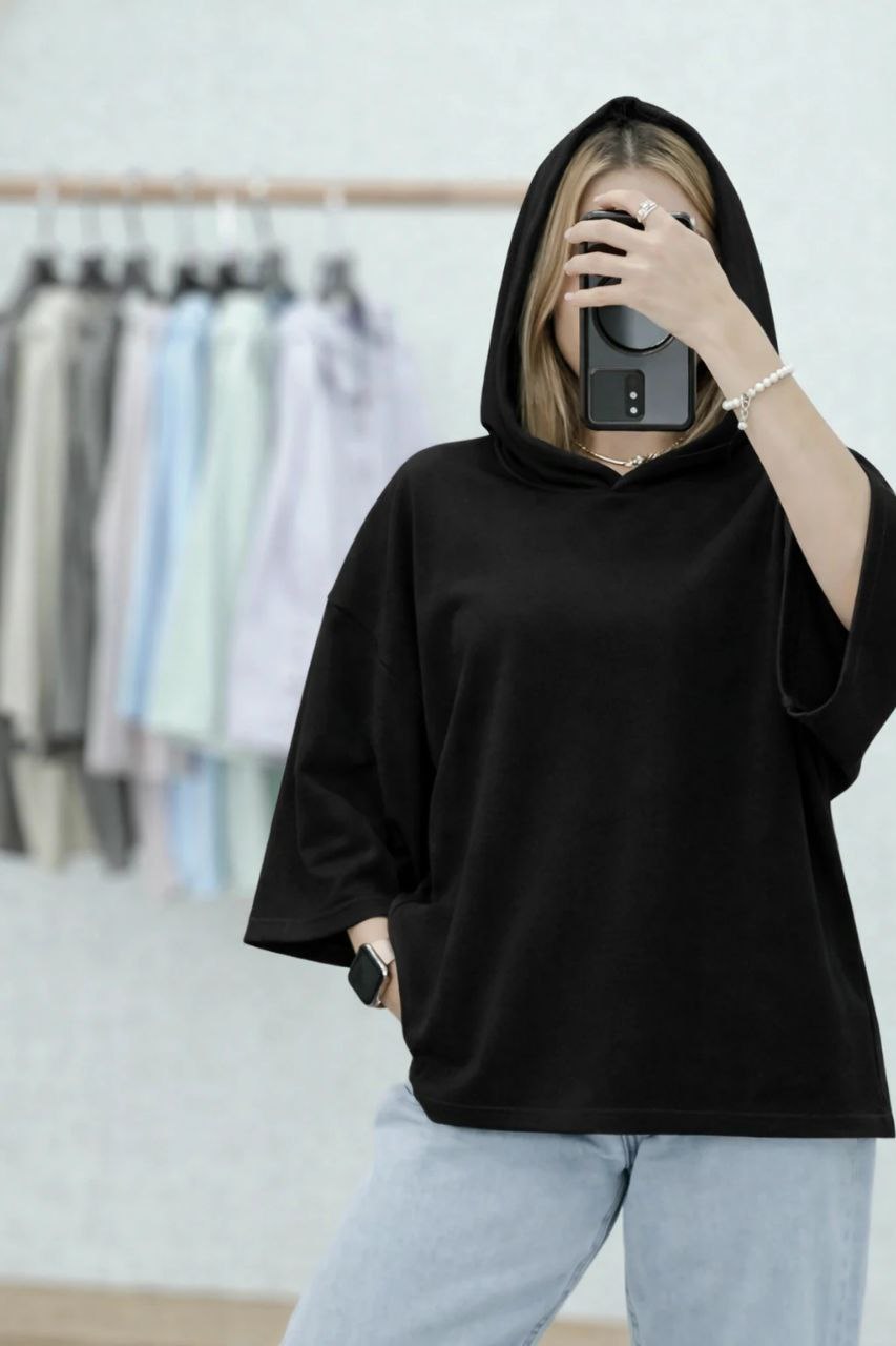 تیشرت لانگ کلاهدار