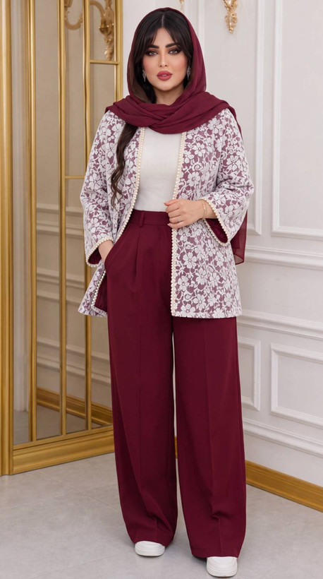 کت و شلوار مجلسی زنانه توردار