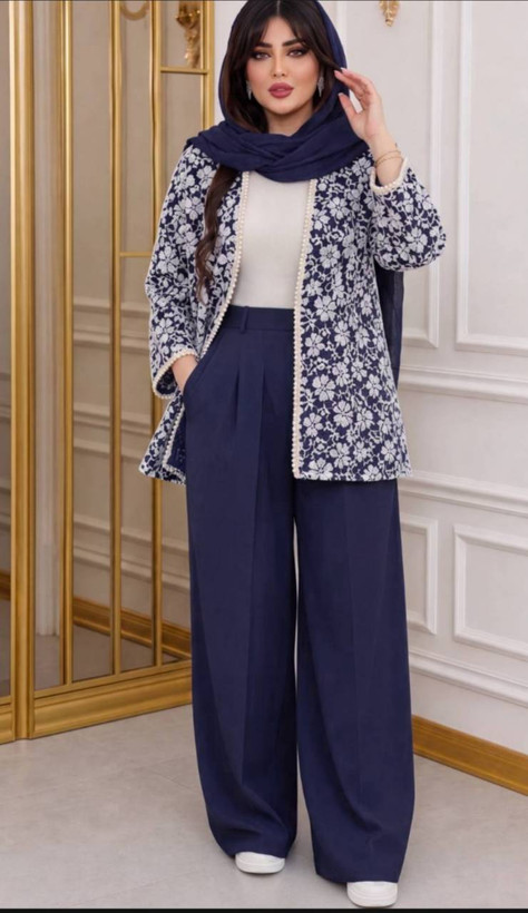کت و شلوار مجلسی زنانه توردار