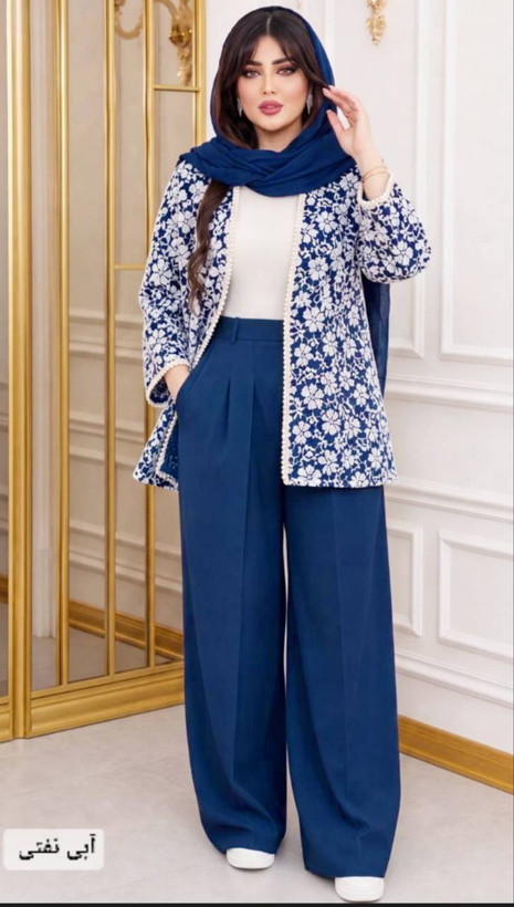 کت و شلوار مجلسی زنانه توردار