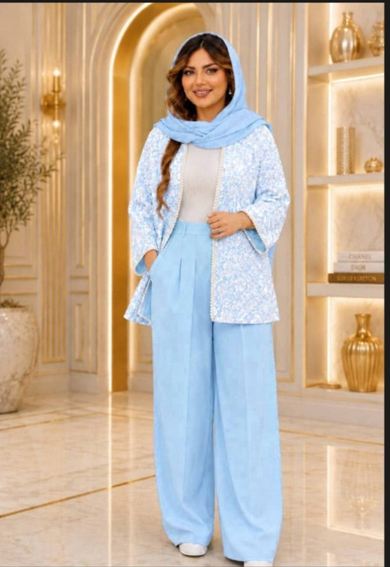 کت و شلوار مجلسی زنانه توردار