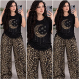 ست تیشرت شلوار زنانه ماه و ستاره