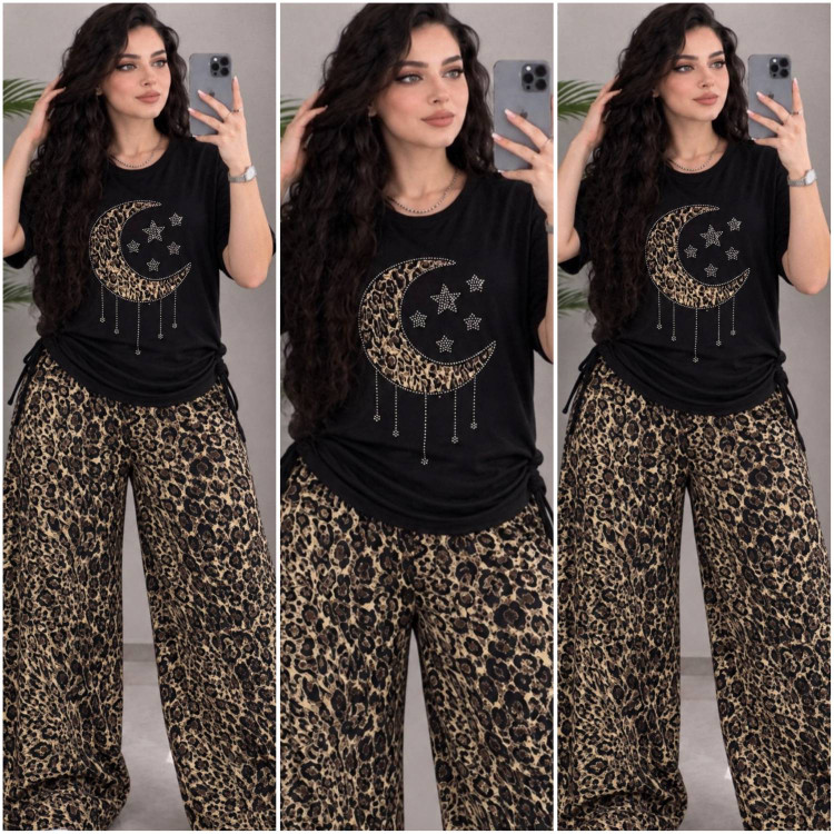 ست تیشرت شلوار زنانه ماه و ستاره