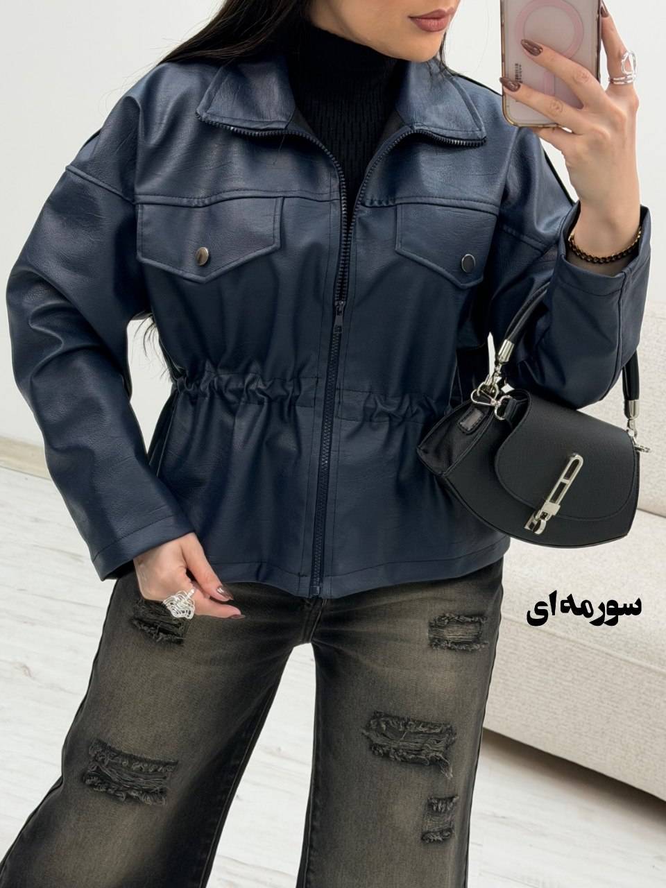 کت چرم زنانه کمر گت دار